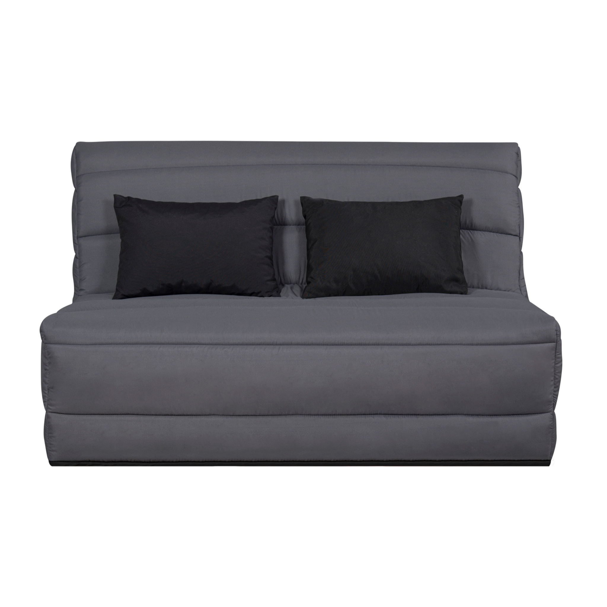 Banquette convertible Salma, matelas Simmons, 140 x 190 cm, 2 coussins offerts, gris