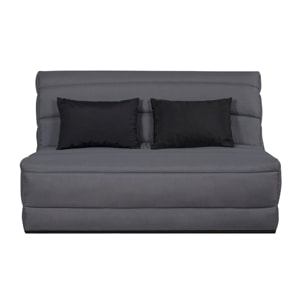 Banquette convertible Salma, matelas Simmons, 140 x 190 cm, 2 coussins offerts, gris