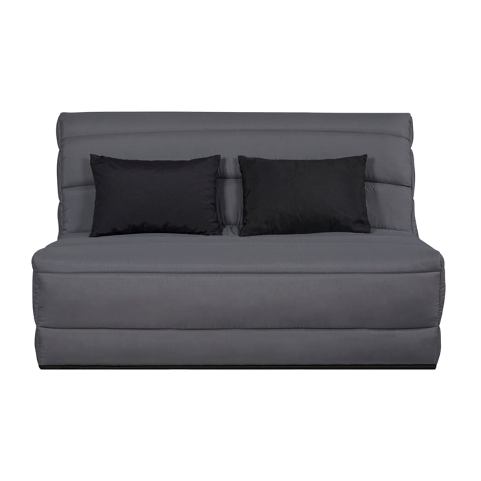 Banquette convertible Salma, matelas Simmons, 140 x 190 cm, 2 coussins offerts, gris