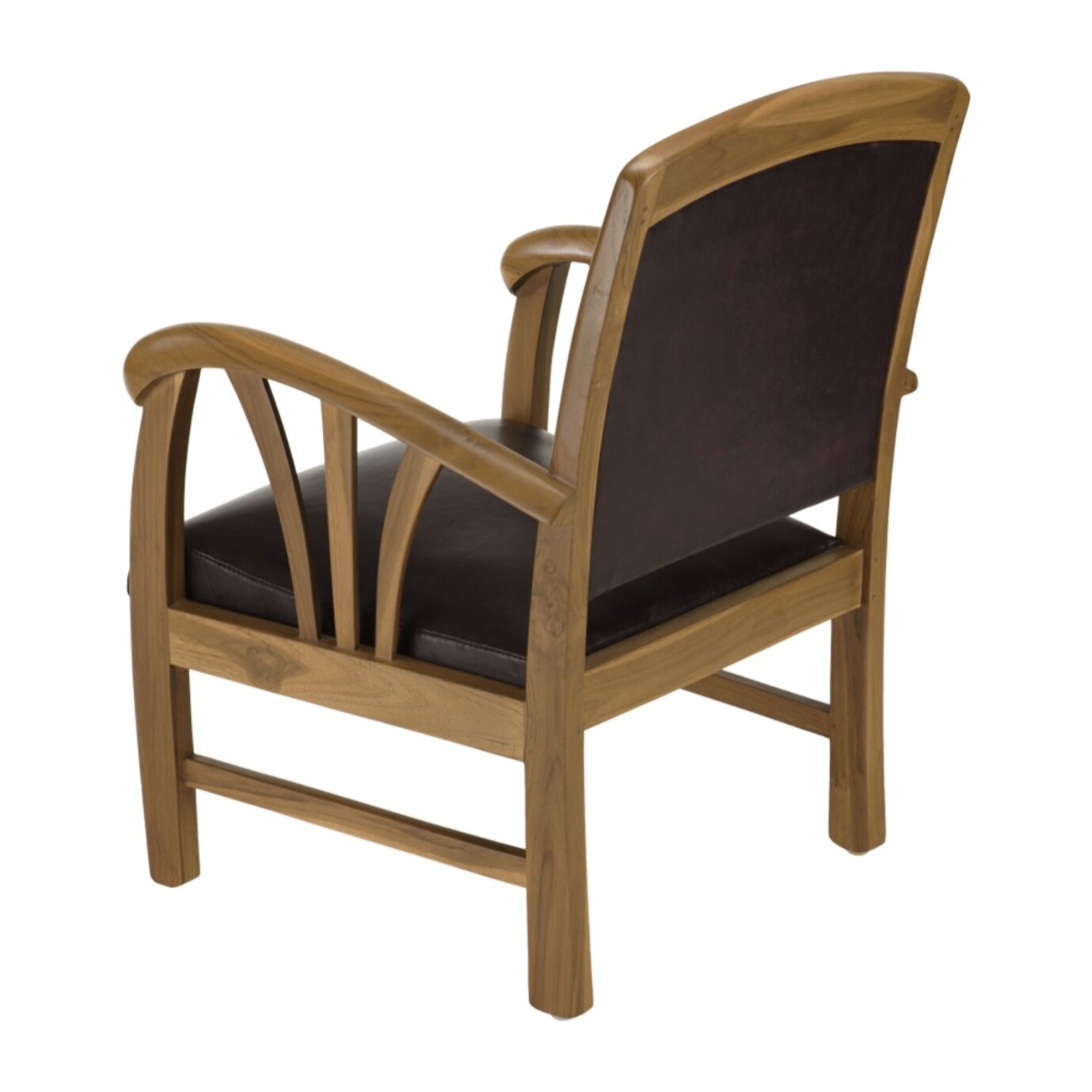 DAK - Fauteuil teck et cuir marron