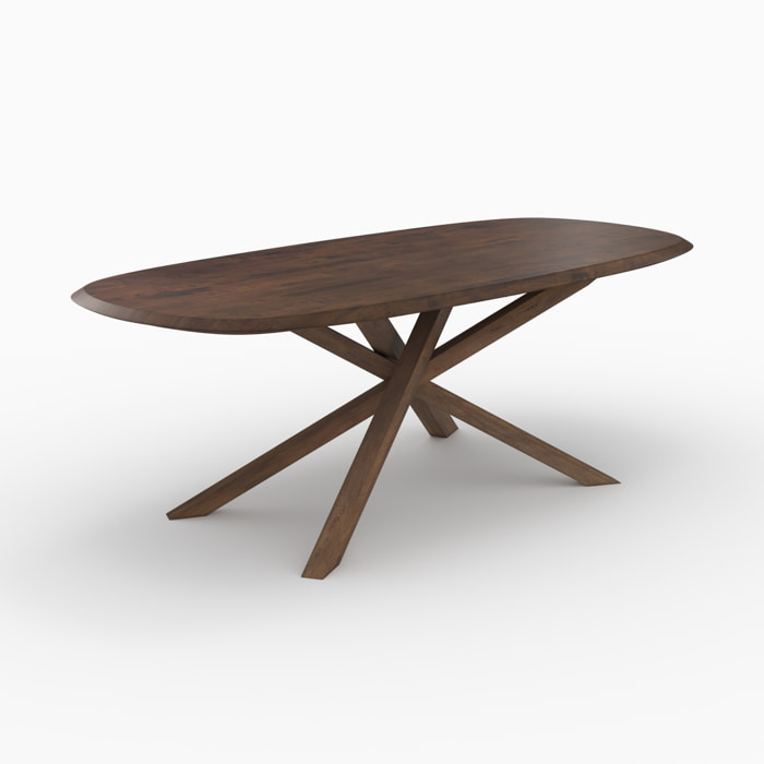 Table rectangulaire en bois d'hévéa massif foncé 10 personnes - Aladin