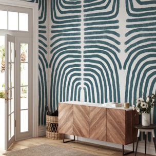 Carta da Parati Boho Astratta Blu e Bianca