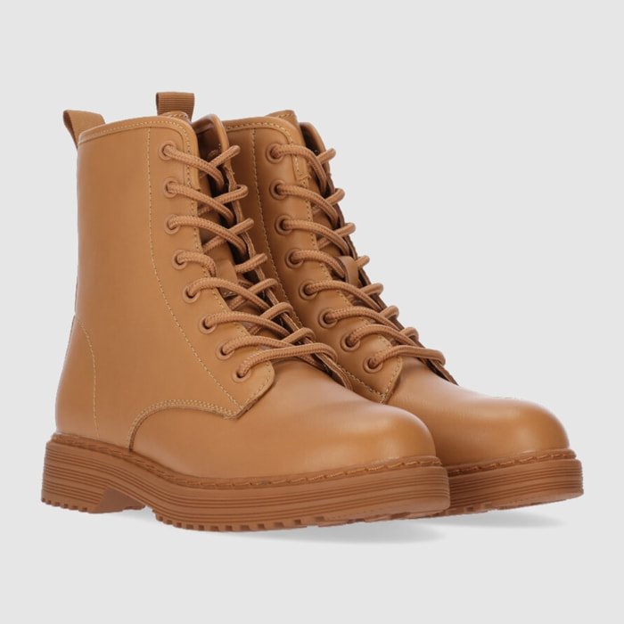 Botines - Camel - Tacón: Bajo