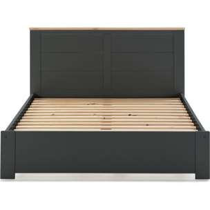 Lit adulte avec tête de lit en bois - NEVEA