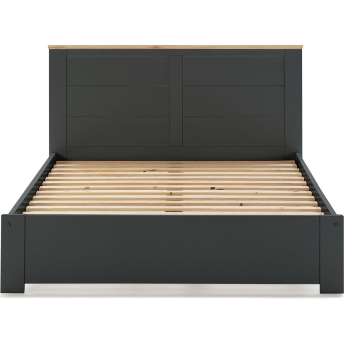 Lit adulte avec tête de lit en bois - NEVEA