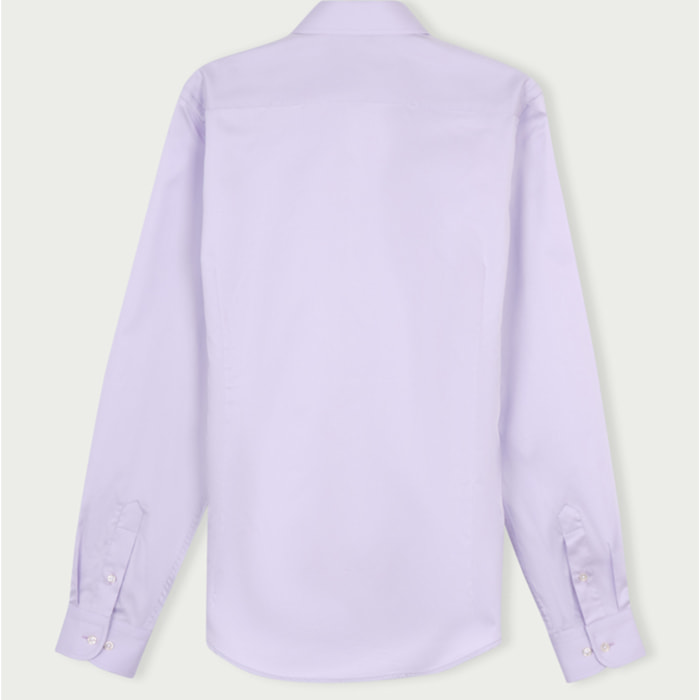 Camicia Uomo 1 Bottone Italiano Slim Satin Unito Lilla