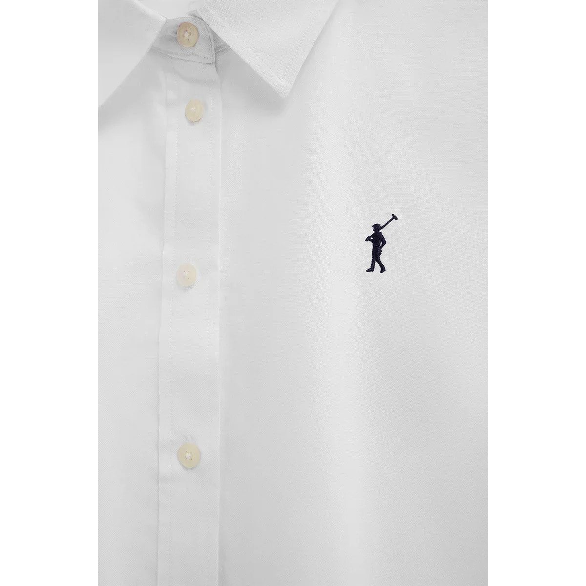Camicia oxford bianca regular fit con ricamo Rigby Go
