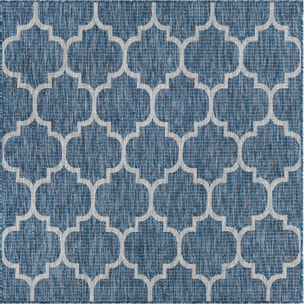 Moa- tapis d'extérieur bleu à motif gris carré