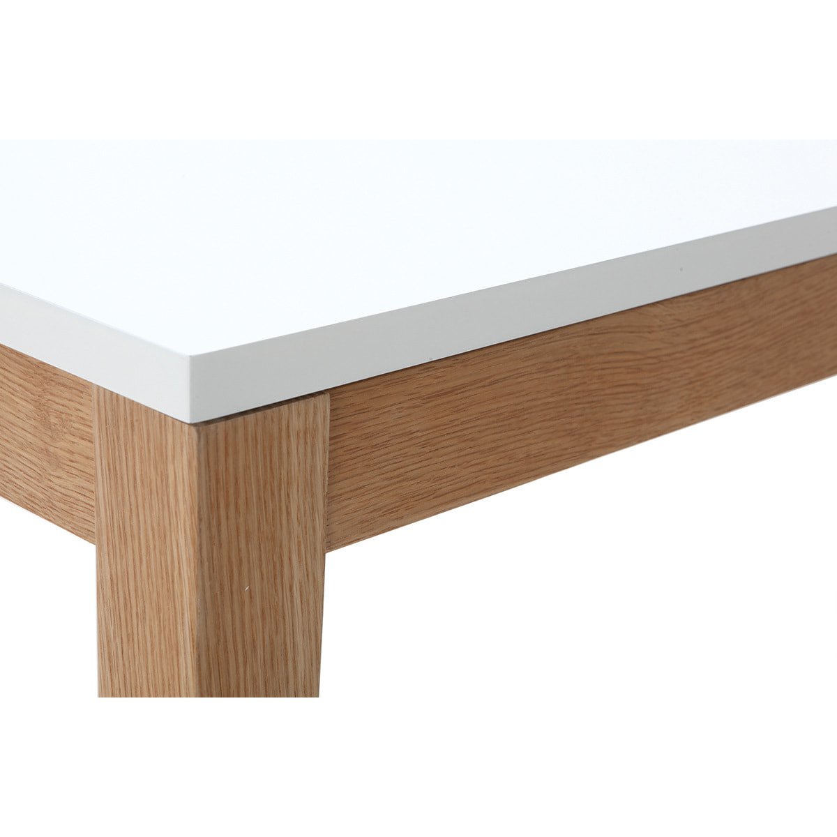 Table à manger scandinave extensible blanche pieds bois rectangulaire L180-260 cm DELAH