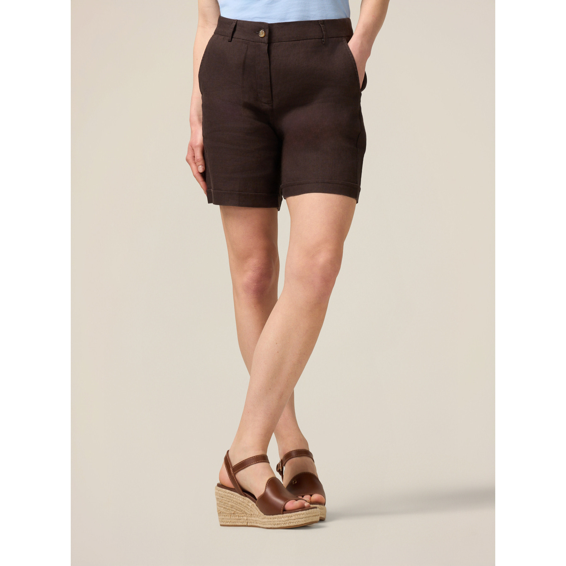 Oltre - Short 100% lino - Marrón