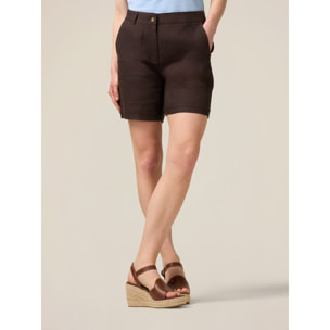 Oltre - Short 100% lino - Marrón