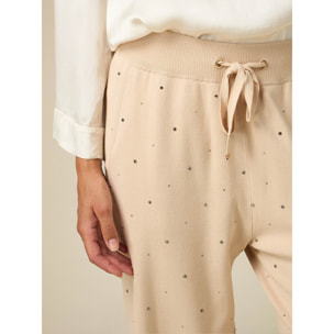 Oltre - Pantaloni in maglia con borchie - Beige