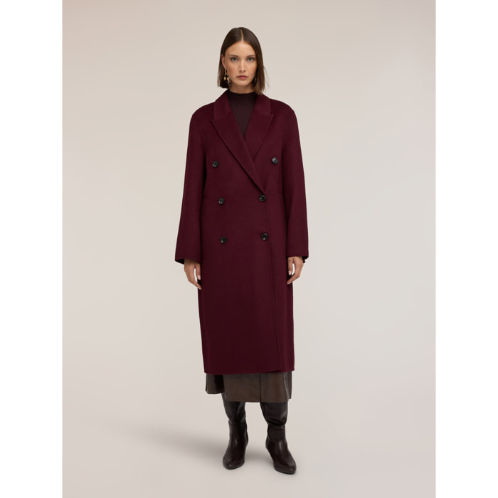 Motivi - Cappotto lungo doppiopetto in misto lana - Bordeaux