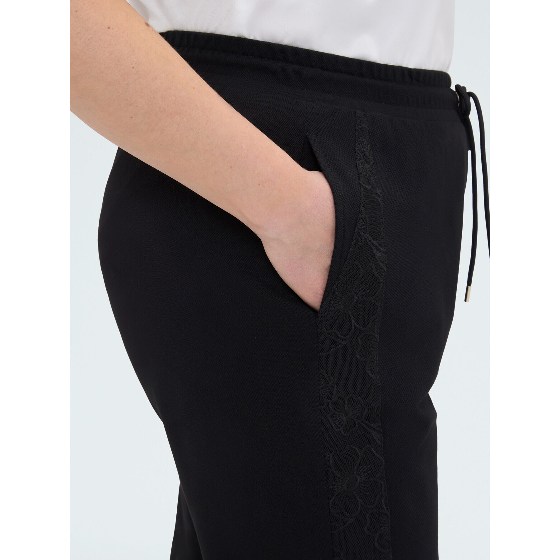 Fiorella Rubino - Joggers de algodón con bandas laterales - Negro