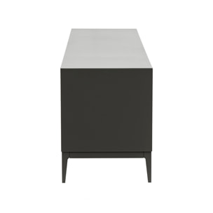 Meuble TV design gris laqué brillant avec rangements L180 cm GRAY