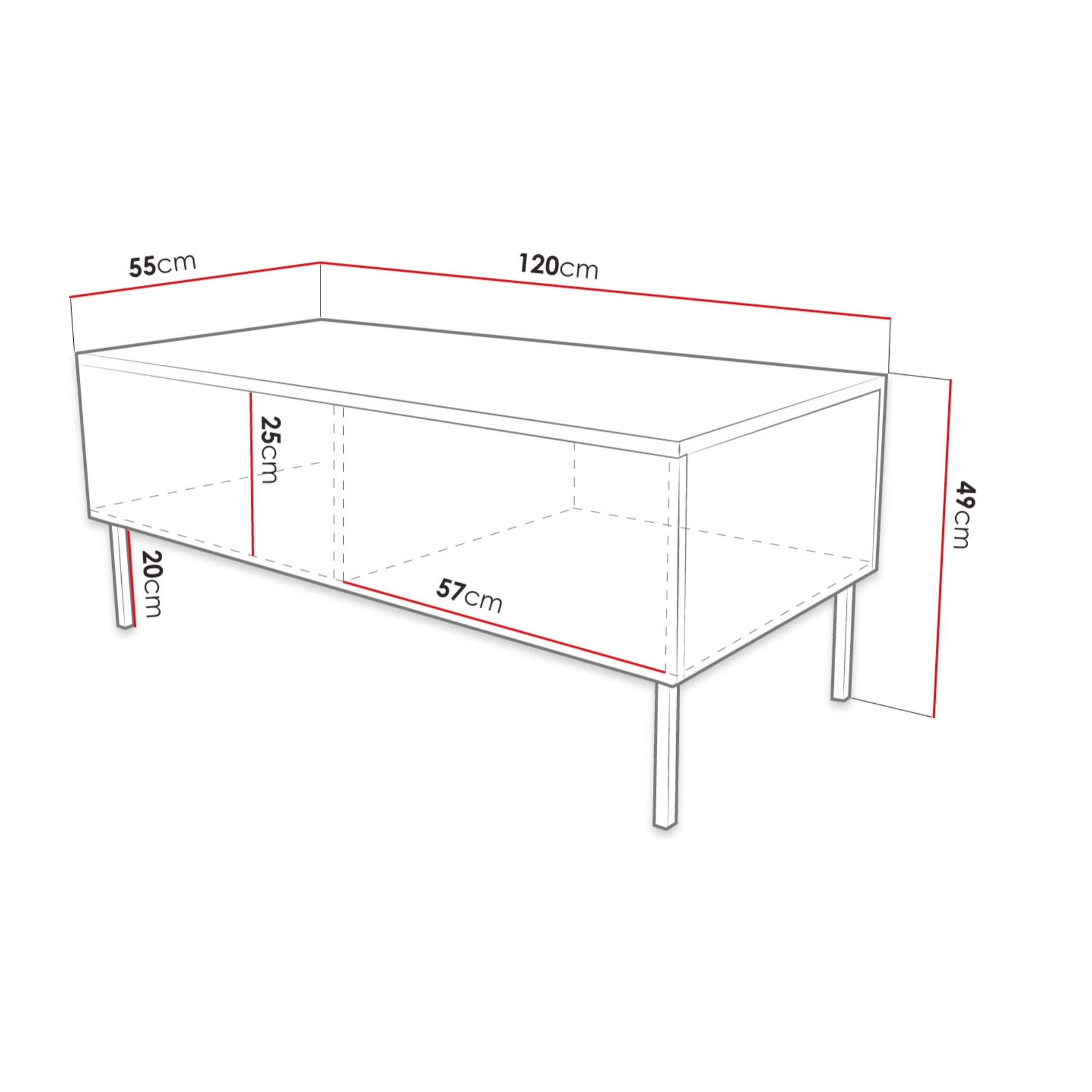 Celeste - table basse - 120 cm - style contemporain - Blanc / Doré