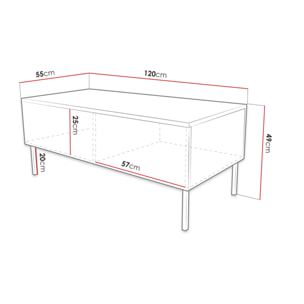 Celeste - table basse - 120 cm - style contemporain - Blanc / Doré