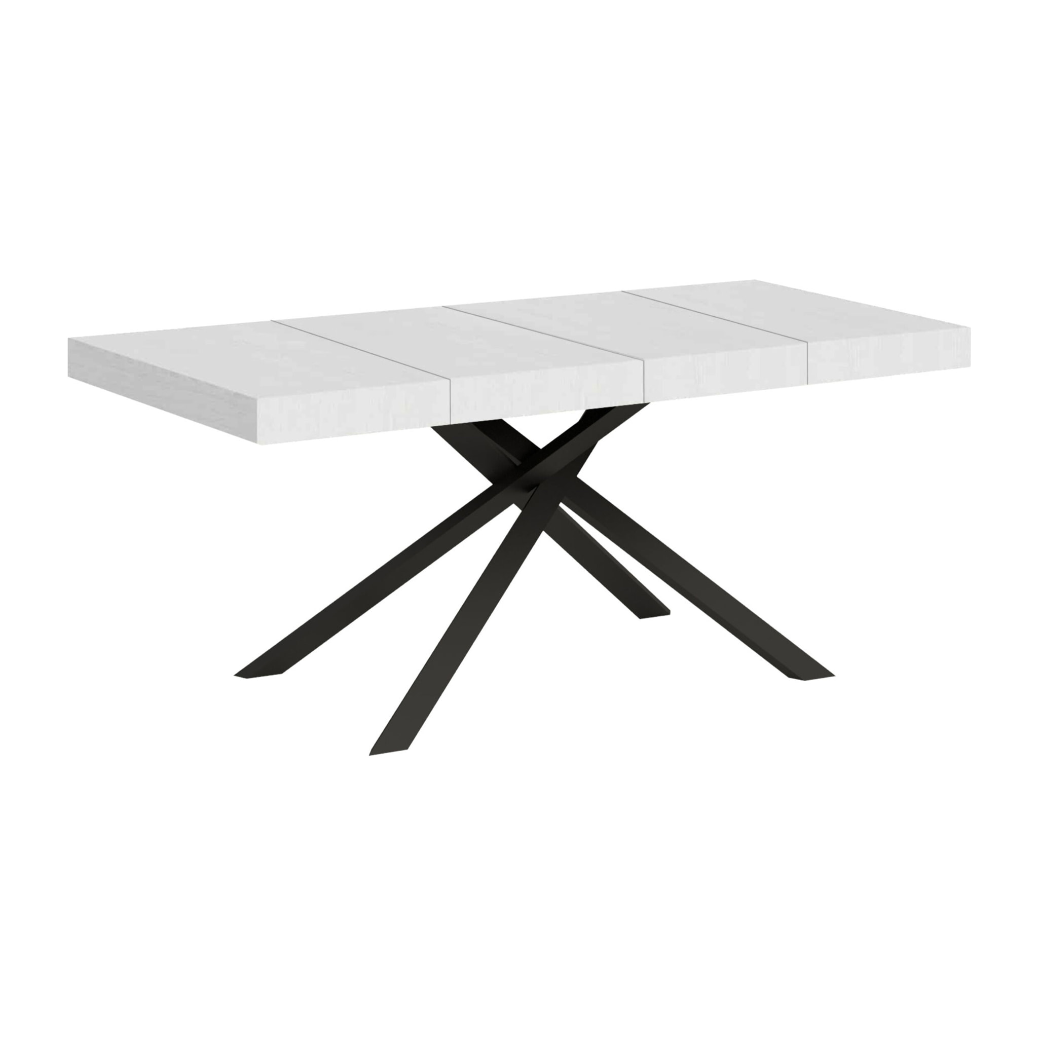 Tavolo allungabile 120x90/224 cm Karida Premium bianco frassino gambe antracite