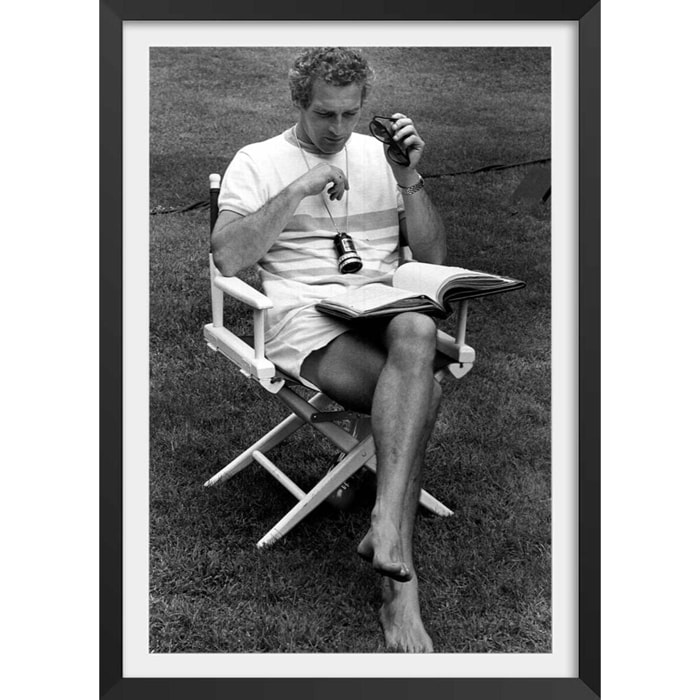 Affiche acteur célèbre Paul Newman, 1970 Affiche + cadre en bois - Noir