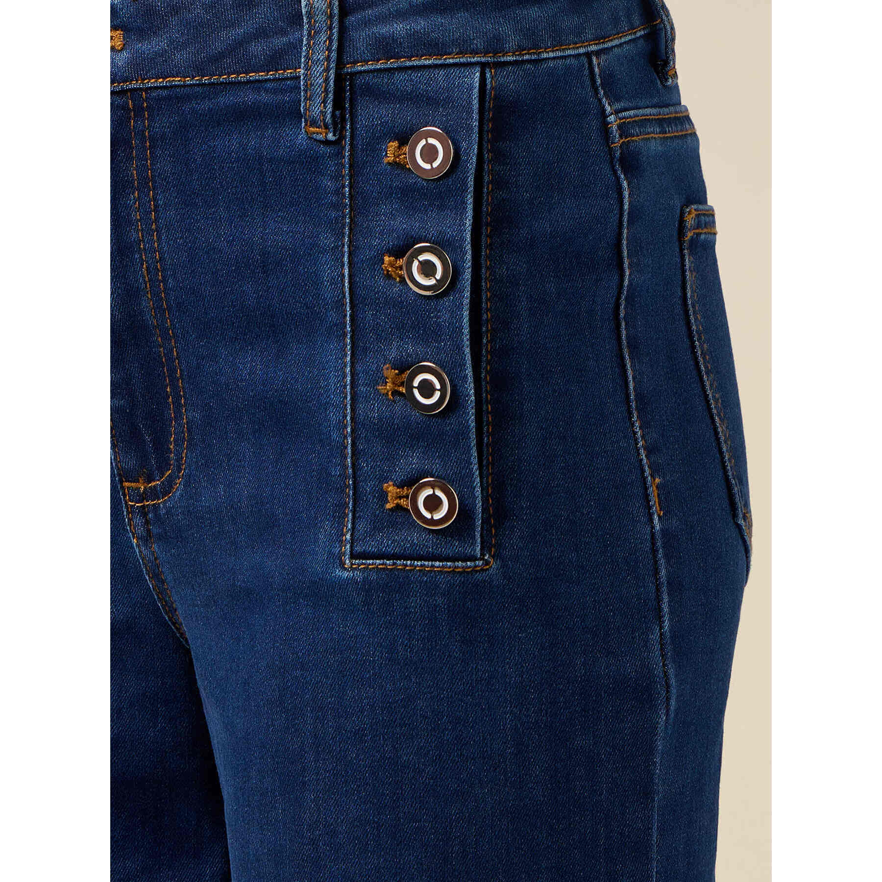 Oltre - Jeans palazzo con botones decorativos - Azul