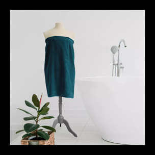 Pareo pur coton 420 g/m² uni bleu Elea canard