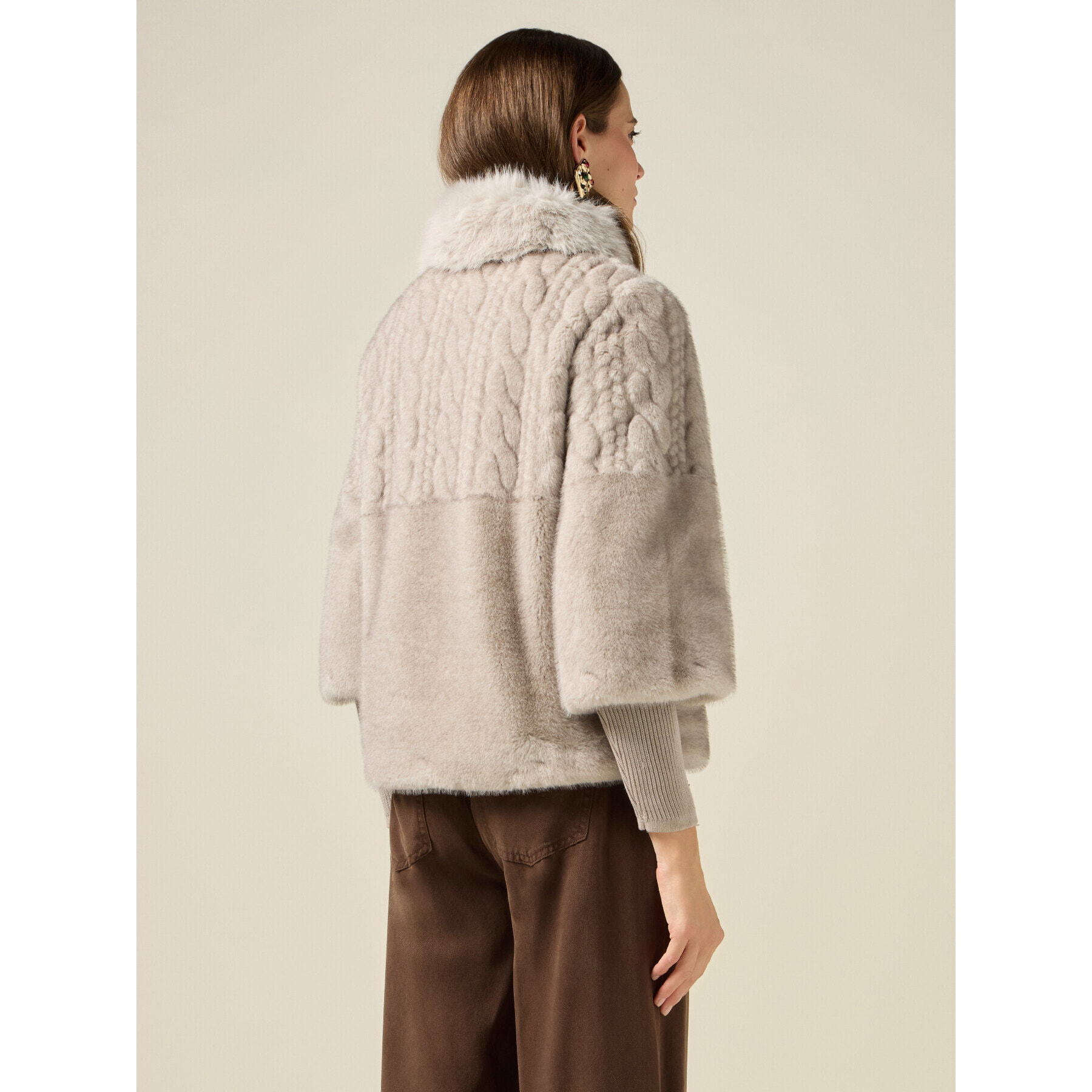 Oltre - Chaqueta en tejido peludo de doble elaboración - Gris