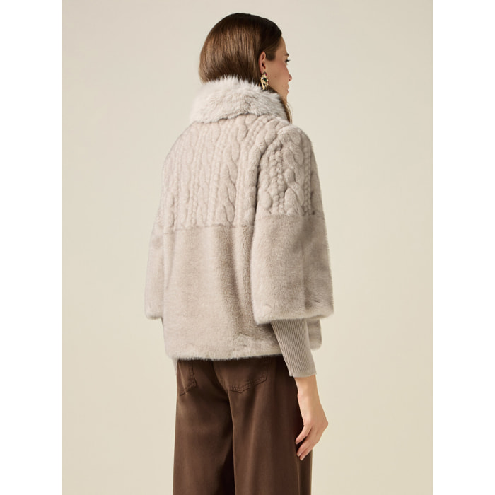 Oltre - Chaqueta en tejido peludo de doble elaboración - Gris