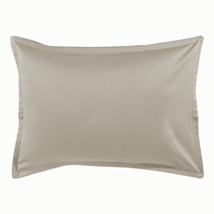 Taie d'oreiller unie en satin de coton bio, TEOPHILE, Taupe Gazelle