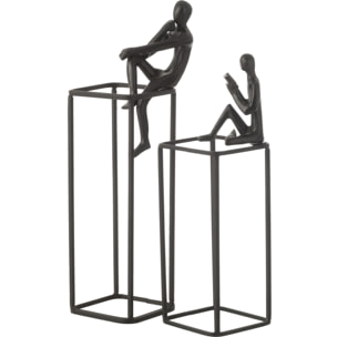 J-Line figurine Sur Cube - aluminium - noir