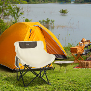 Chaise de camping pliable avec sac de transport et pochette de rangement acier oxford beige