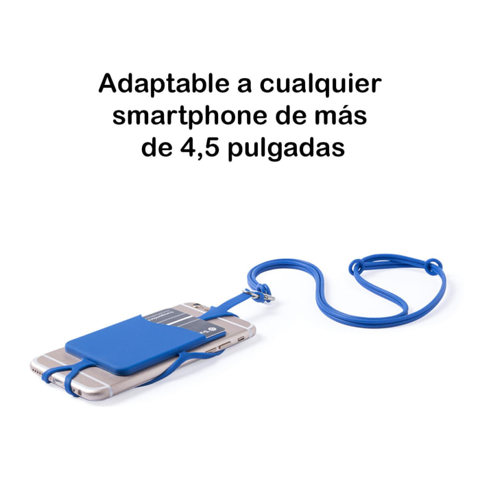 Lanyard de silicona Veltux para smartphone, con tarjetero y mosquetón.