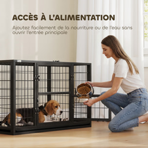 Cage pour chien 94 x 60 x 64 cm toit ouvrant trappes nourrissage porte acier noir