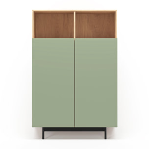 Aparador alto Printed roble y verde 140x90x34 cm
