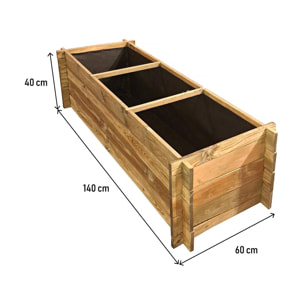 Carré potager en bois "Dhalia" - 140 x 60 x 41 cm