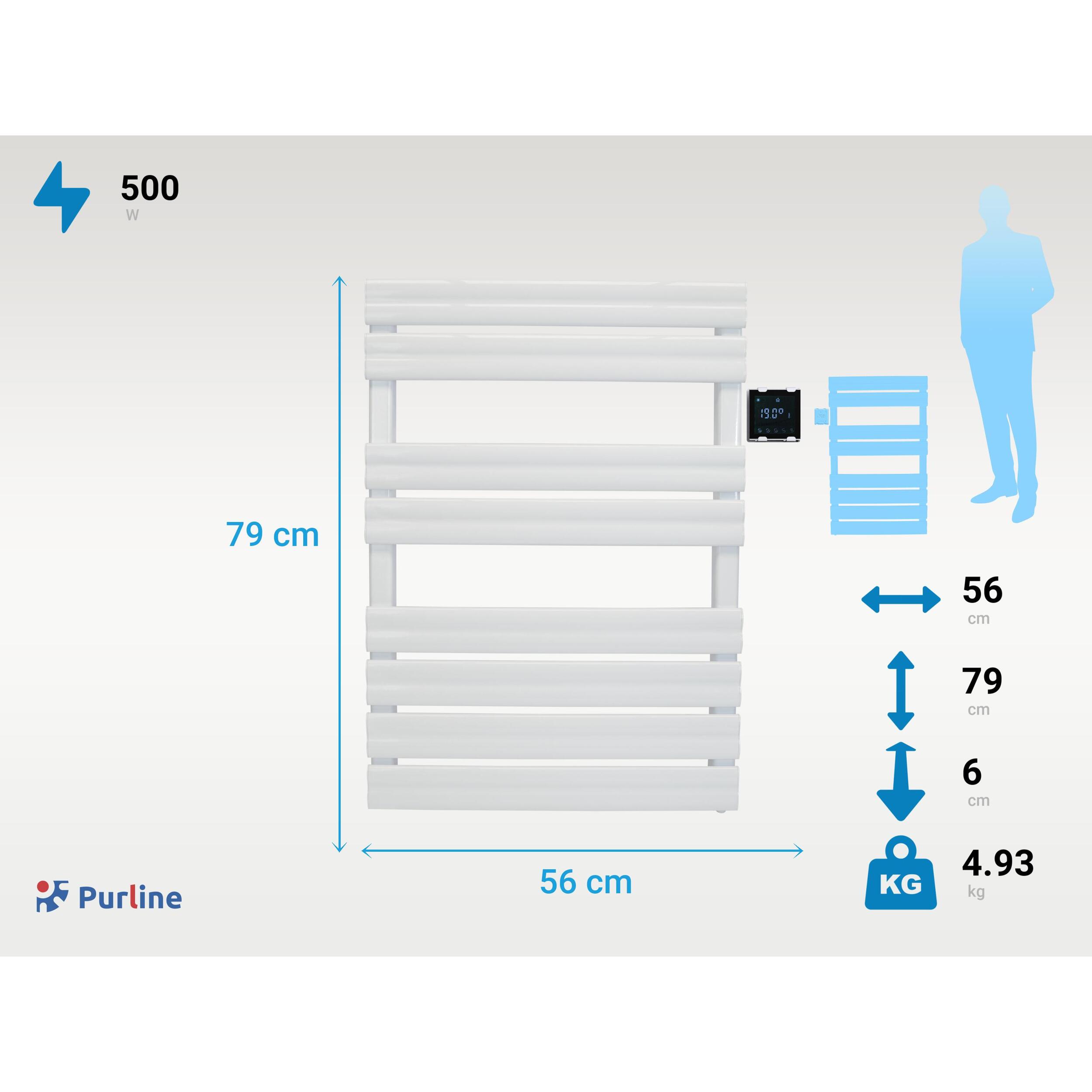 Sèche-serviettes blanc commande sans fil 500W