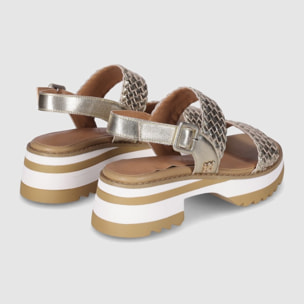 Sandalias de Piel - Platino - Tacón: 4 cm
