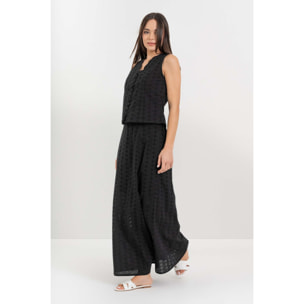 Kocca - Blusa senza maniche in cotone traforato con scollo a V Donna