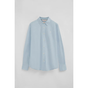 Camisa de popelín azul claro con corte slim y bordado Rigby Go
