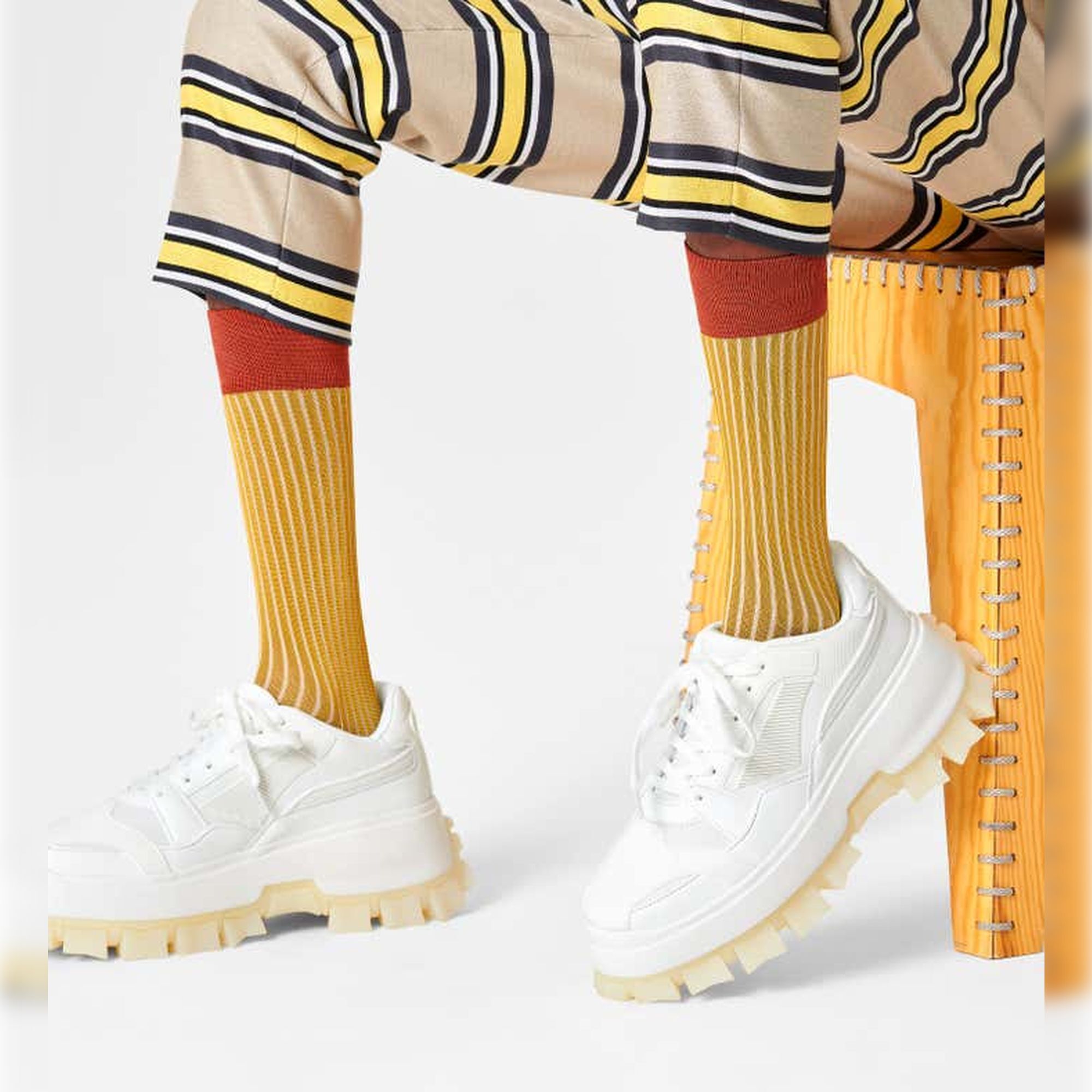 Calcetines dressed stripe rib naranjas