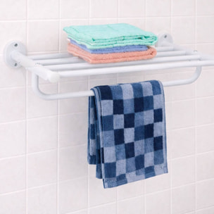 Estante con toallero 2 en 1 de metal - Organizador funcional de 50,5x30,3x12,7cm