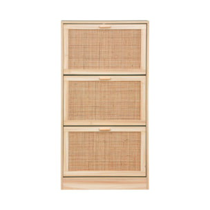 Meuble à chaussures 3 portes cannage