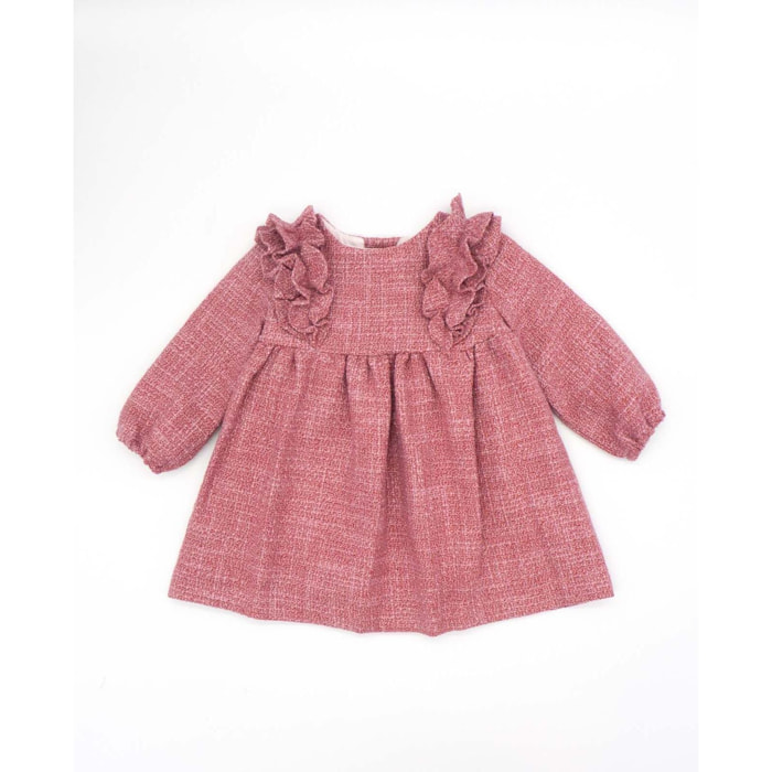 Vestido chanel rosa con volantes