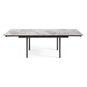 Table extensible céramique gris marbré 180/260 cm - 8 piètements - UNIK