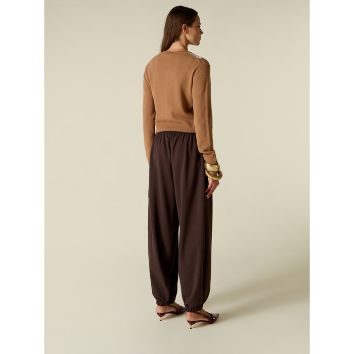 Oltre - Pantalones cargo de poliviscosa - Marrón