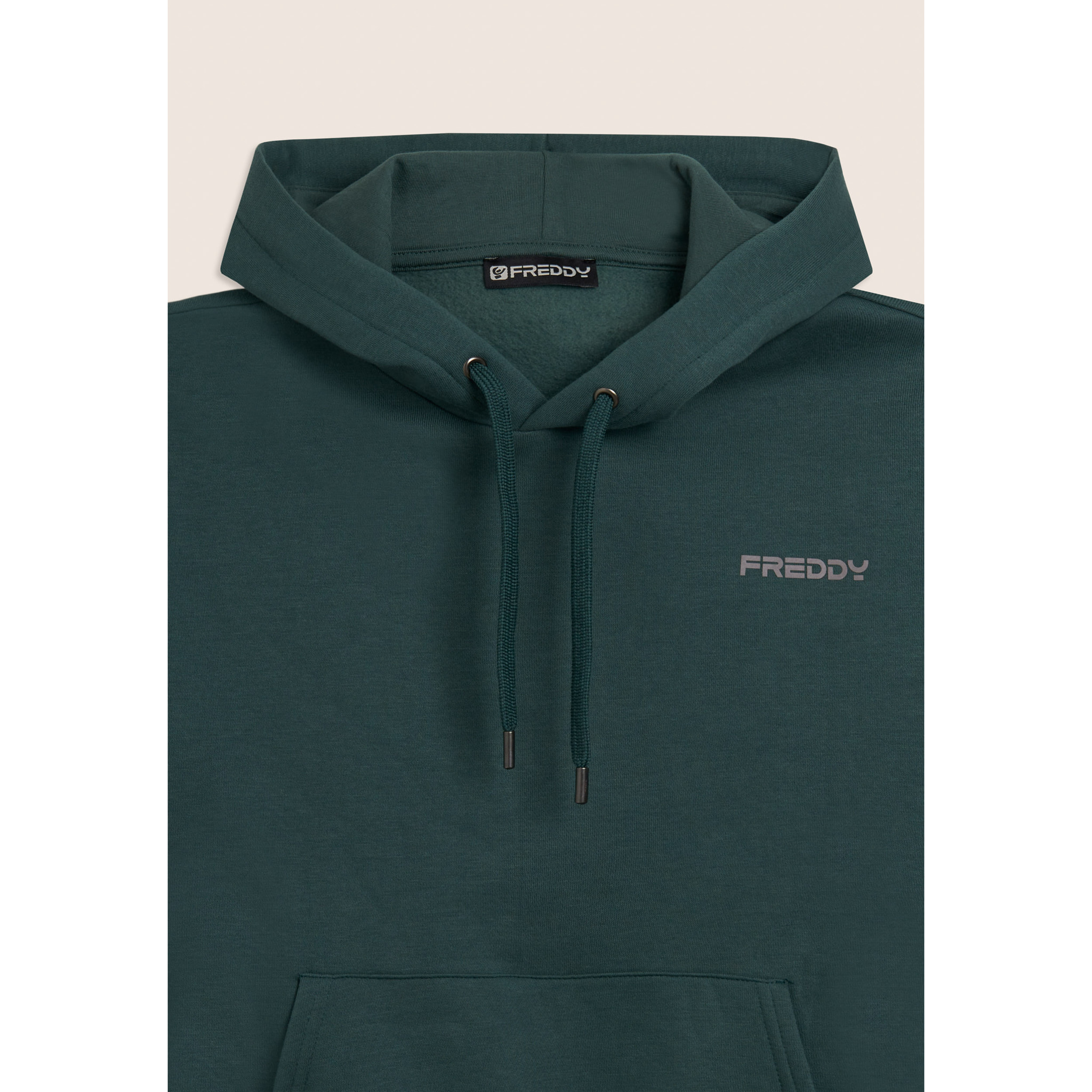 Tuta uomo felpa garzata con cappuccio e tasca a marsupio