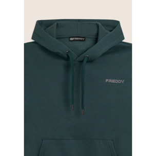 Tuta uomo felpa garzata con cappuccio e tasca a marsupio