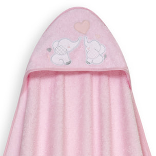Capa Baño 1X1 Mod Parejita Elefante+Gorro Rosa