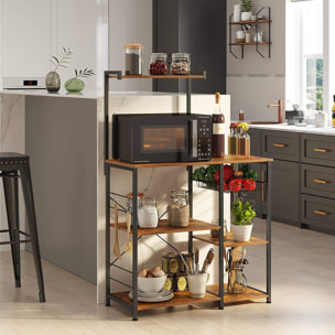 Scaffale cucina industriale alto con gancio e cassetto a rete 90x40x132 cm