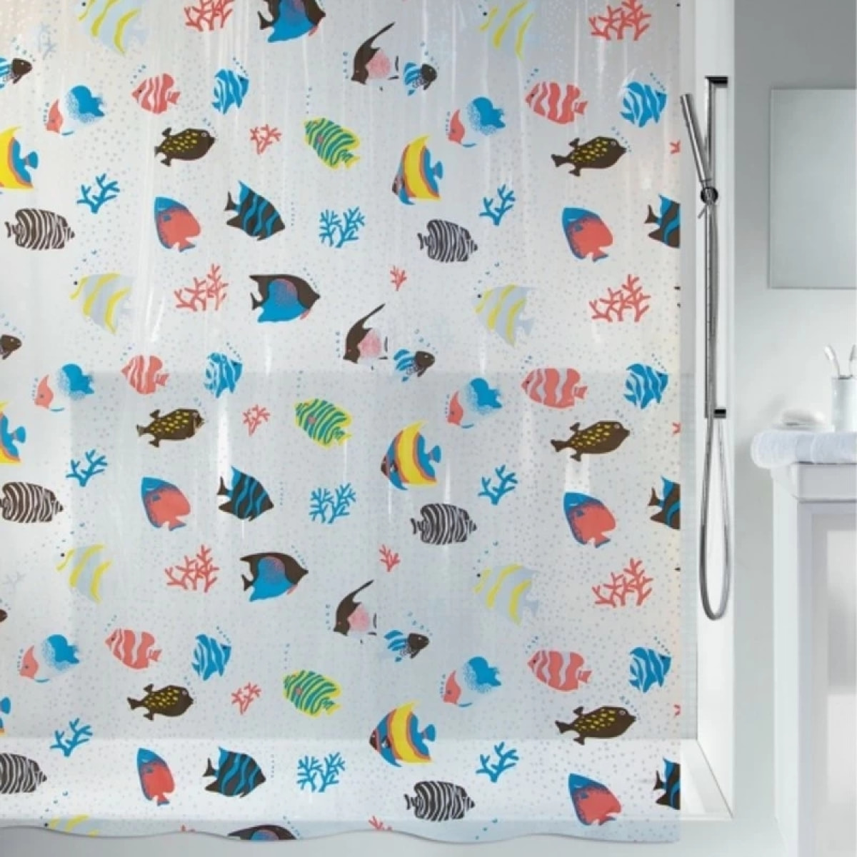Rideau de douche PEVA FISH 180x200cm Multicolor motif poissons Spirella