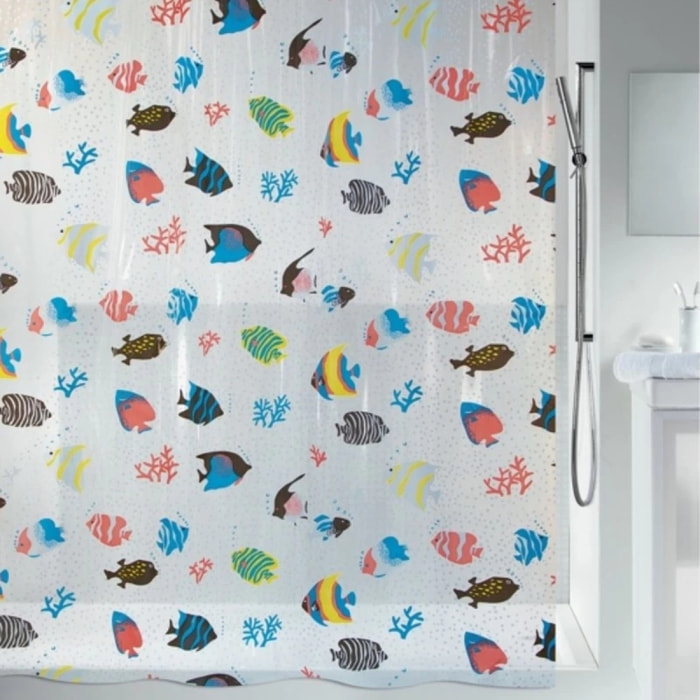 Rideau de douche PEVA FISH 180x200cm Multicolor motif poissons Spirella